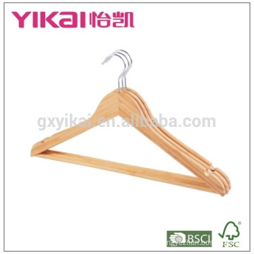 Bulk flat bamboo stick shirt hangers with round bar and notches